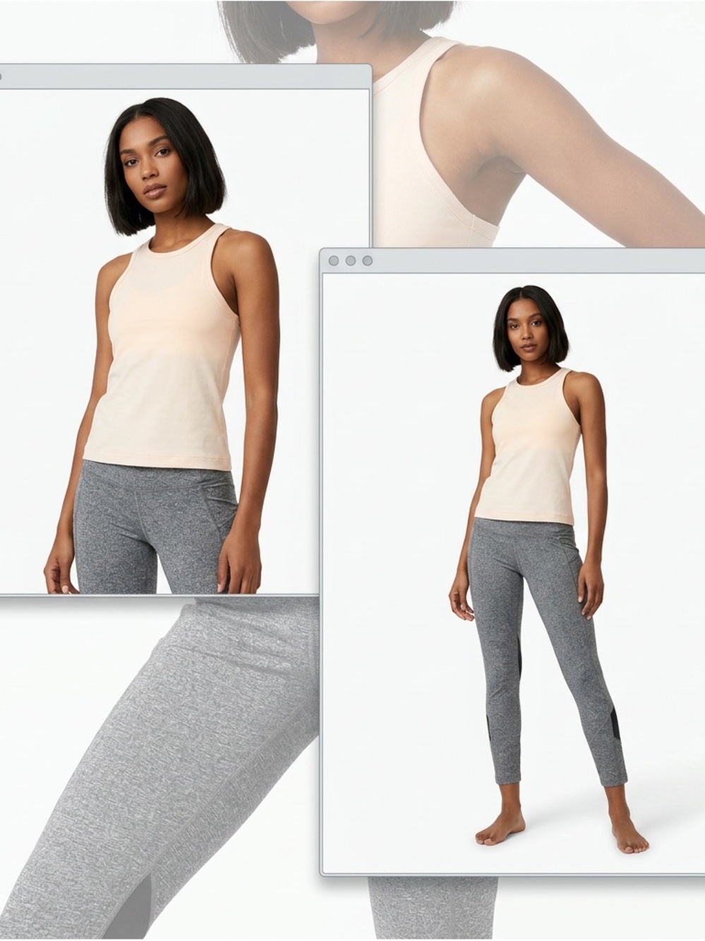 SET lululemon White/Light Pink Tank & Lululemon Pace Rival cropped leggings